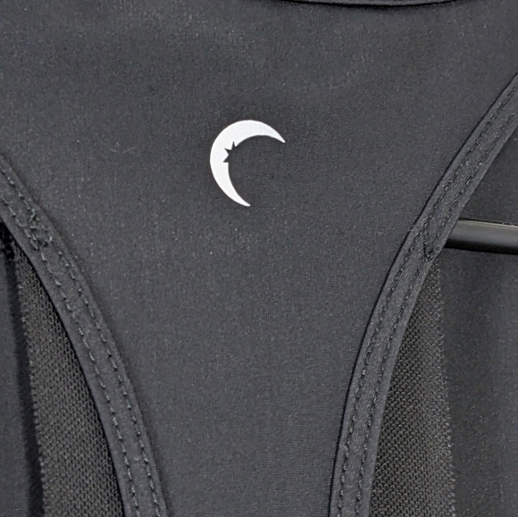 Zyia Black Tank Top Mesh Lining Halter Racerback Laser Cut Raw Hem Size M - Picture 7 of 9